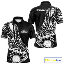 Load image into Gallery viewer, Custom Black And White Maori Style Koru Spiral Tribal Men Bowling Polo Team Shirt IPHW10960