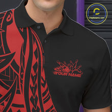Load image into Gallery viewer, Custom Black And Red Maori Style Koru Spiral Tribal Men Bowling Polo Team Shirt IPHW10961
