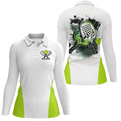 Custom Watercolor Pickleball Polo Shirts, women's Pickleball Outfits | Green IPHW6932