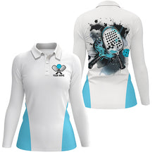 Load image into Gallery viewer, Custom Watercolor Pickleball Polo Shirts, women's Pickleball Outfits | Blue IPHW6933