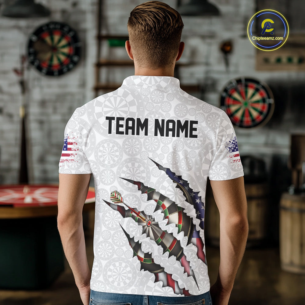Custom Patriotic Dartboard Dart Men Polo Shirt, Dart League Shirt IPHW11636