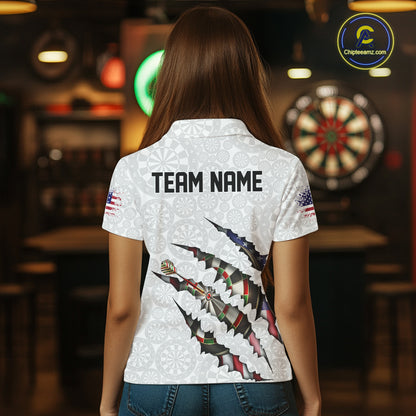 Custom Patriotic Dartboard Dart Women Polo Shirt, Dart League Shirt IPHW11636