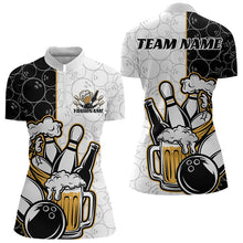 Load image into Gallery viewer, Custom Funny Bowling And Beer Team Bowling Women Quarter-Zip Shirts, Bowling Pattern Shirt IPHW8891
