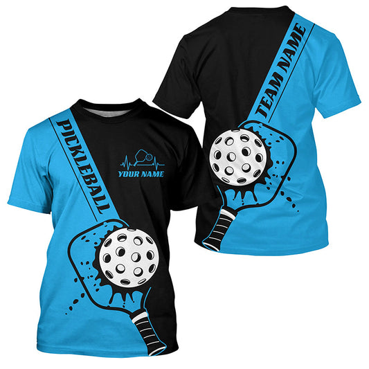 Black And Blue Custom Pickleball Team T-Shirts For Men, Pickleball Jersey Men'S Pickleball Outfit IPHW7460