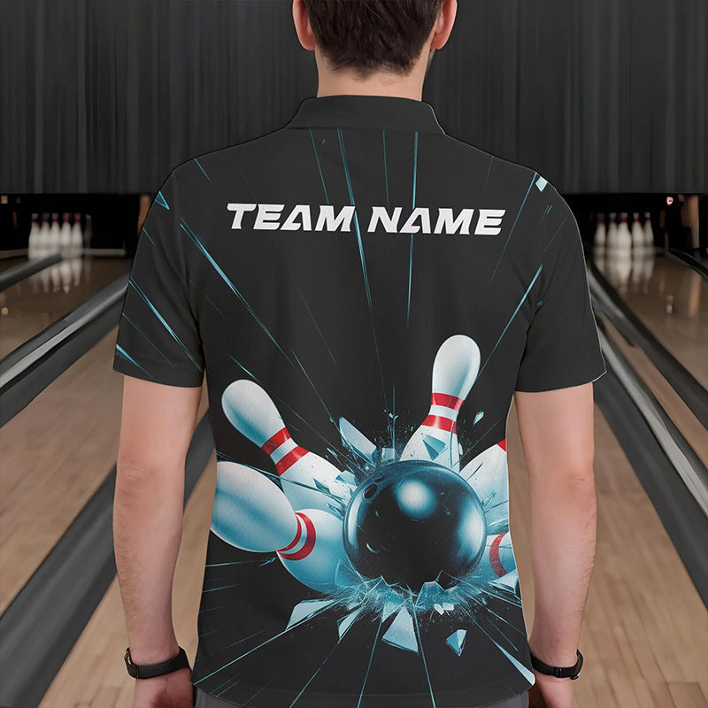 Custom Break Glass Bowling Polo Shirts For Men, Bowling League Shirt Team Uniform IPHW8900