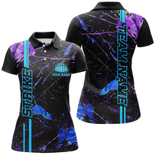 Load image into Gallery viewer, Custom Blue And Purple Strike Bowling Shirts For Women, Camo Bowling Team Jerseys IPHW6425