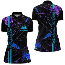 Load image into Gallery viewer, Custom Blue And Purple Strike Bowling Shirts For Women, Camo Bowling Team Jerseys IPHW6425