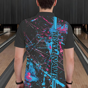 Custom Blue And Pink Strike Bowling Shirts For Men And Women, Camo Bowling Team Jerseys IPHW6428