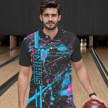 Load image into Gallery viewer, Custom Blue And Pink Strike Bowling Shirts For Men And Women, Camo Bowling Team Jerseys IPHW6428