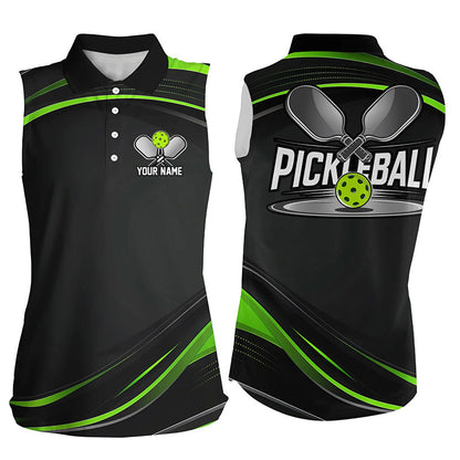Black And Green Custom Womens Pickleball Shirts, Personalized Pickleball Jerseys IPHW6943