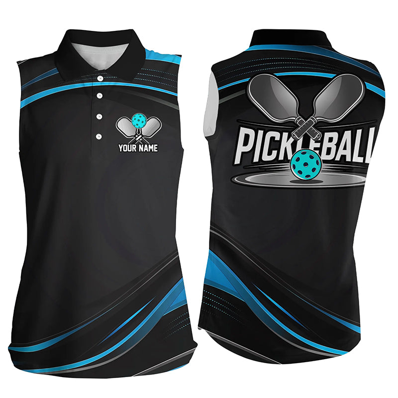 Black And Blue Custom Womens Pickleball Shirts, Personalized Pickleball Jerseys IPHW6944