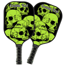 Load image into Gallery viewer, Black And Green Skulls Customized Picklebal Paddle, Team Pikcleball Paddles Halloween Pickleball Gifts IPHW7486