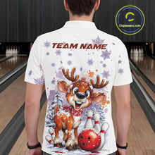 Load image into Gallery viewer, Custom Cute Funny Reindeer Christmas Bowling Men Polo Shirts, Xmas Team Bowling Shirt IPHW10112