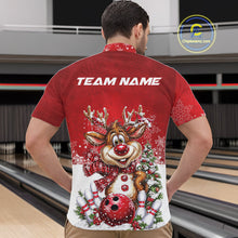 Load image into Gallery viewer, Custom Cute Funny Reindeer Christmas Bowling Men Quarter-Zip Shirts, Xmas Team Bowling Outfit IPHW10115