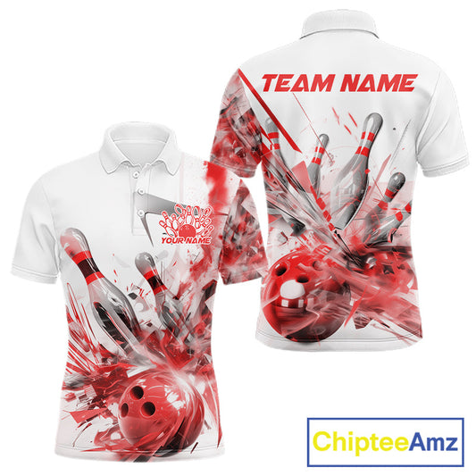 Custom Black And Red Men Bowling Team Shirts, Bowling League Shirt Bowlers Outfit IPHW10782