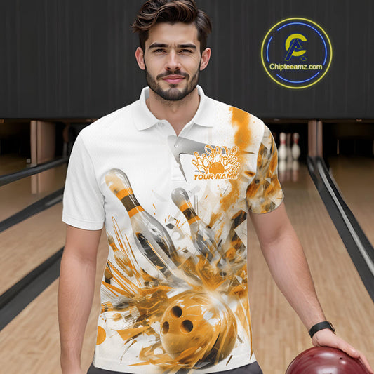 Custom Black And Yellow Men Bowling Team Shirts, Bowling League Shirt Bowlers Outfit IPHW10784