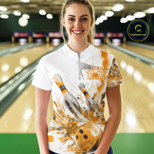 Load image into Gallery viewer, Custom Black And Yellow Women Bowling Team Shirts, Bowling League Shirt Bowlers Outfit IPHW10784
