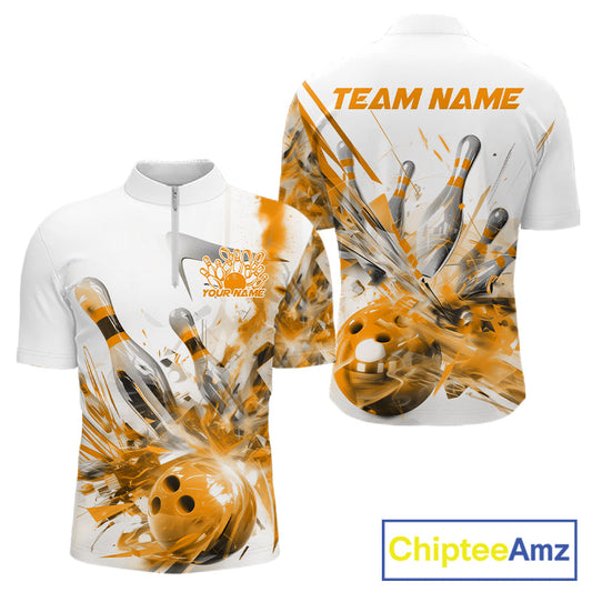 Custom Black And Yellow Men Bowling Team Shirts, Bowling League Shirt Bowlers Outfit IPHW10784