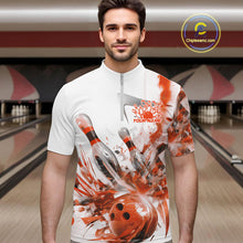 Load image into Gallery viewer, Custom Black And Orange Men Bowling Team Shirts, Bowling League Shirt Bowlers Outfit IPHW10785