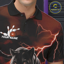 Load image into Gallery viewer, Orange Thunder Lightning Custom Panther Men Bowling Polo Shirts, Panther Bowling Jerseys IPHW10791