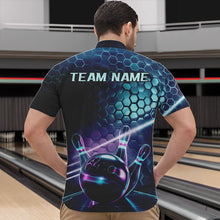 Load image into Gallery viewer, Custom Blue And Purple Holographic Bowling Team Quarter-Zip Shirts For Men, Bowlers Outfit IPHW8901