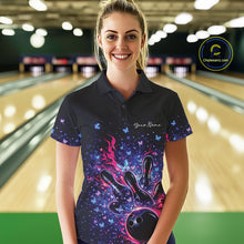 Load image into Gallery viewer, Custom Colorful Elegant Butterfly Bowling Women Polo Shirt, Flame Bowlers Jersey IPHW11012