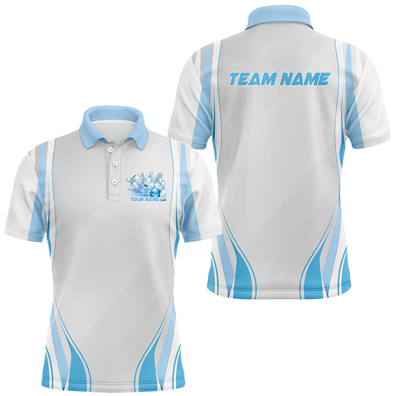 Blue Bowling Shirts For Men And Women, Custom Name Bowling Uniforms Bowling Jerseys IPHW6956