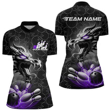 Load image into Gallery viewer, Custom Black And Purple Dragon Bowling Women Quarter-Zip Shirts, Dragon Bowler Outfit IPHW8917