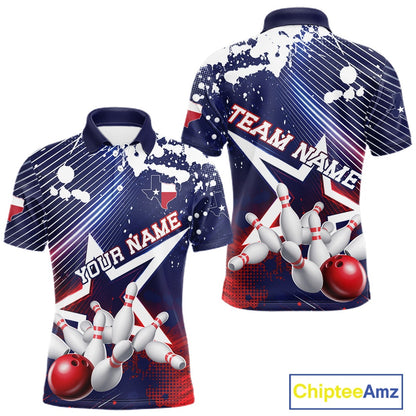 Custom Texas Flag Bowling Team Jerseys, Texas Bowling Men Polo Shirt IPHW11641