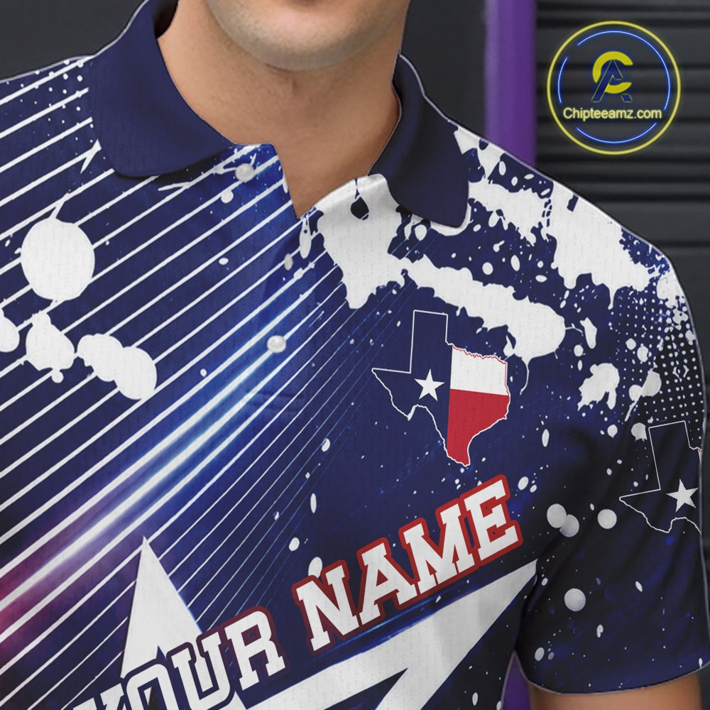 Custom Texas Flag Bowling Team Jerseys, Texas Bowling Men Polo Shirt IPHW11641