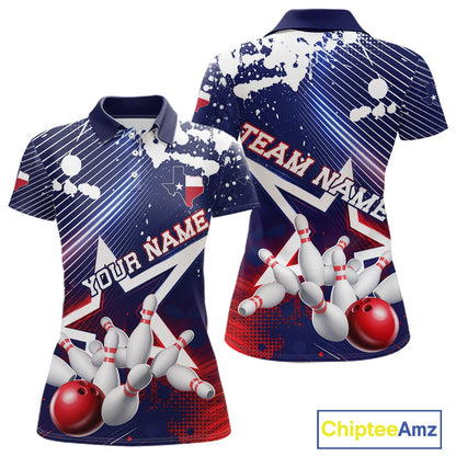 Custom Texas Flag Bowling Team Jerseys, Texas Bowling Women Polo Shirt IPHW11641