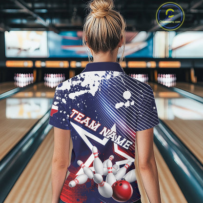 Custom Texas Flag Bowling Team Jerseys, Texas Bowling Women Quarter-Zip Shirt IPHW11641