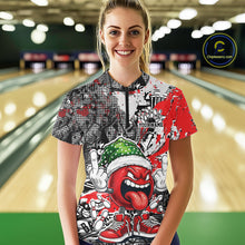 Load image into Gallery viewer, Custom Funny Christmas Bowling Women Quarter-Zip Shirts, Crazy Bowling Ball Xmas Outfit IPHW10129