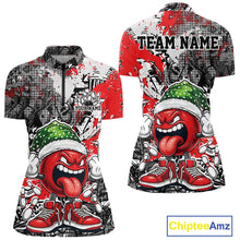 Load image into Gallery viewer, Custom Funny Christmas Bowling Women Quarter-Zip Shirts, Crazy Bowling Ball Xmas Outfit IPHW10129