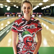Load image into Gallery viewer, Custom Funny Christmas Bowling Women Polo Shirts, Crazy Bowling Ball Xmas Outfit IPHW10131