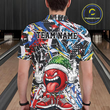 Load image into Gallery viewer, Custom Funny Colorful Christmas Bowling Men Polo Shirts, Crazy Bowling Ball Xmas Outfit IPHW10133
