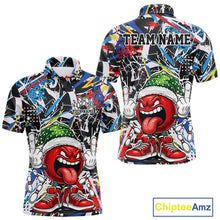 Load image into Gallery viewer, Custom Funny Colorful Christmas Bowling Men Polo Shirts, Crazy Bowling Ball Xmas Outfit IPHW10133