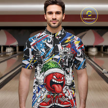 Load image into Gallery viewer, Custom Funny Colorful Christmas Bowling Men Quarter-Zip Shirts, Crazy Bowling Ball Xmas Outfit IPHW10133