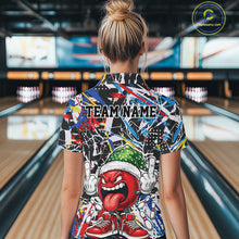 Load image into Gallery viewer, Custom Funny Colorful Christmas Bowling Women Quarter-Zip Shirts, Crazy Ball Xmas Outfit IPHW10133