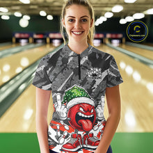 Load image into Gallery viewer, Custom Funny Christmas Bowling Women Quarter-Zip Shirts, Crazy Bowling Ball Xmas Outfit IPHW10134