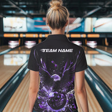 Load image into Gallery viewer, Black And Purple Eagle Break Glass Custom Bowling Quarter-Zip Shirts For Women Team Shirt IPHW8397