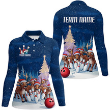 Load image into Gallery viewer, Custom Funny Christmas Reindeer Bowling Shirts For Women, Xmas Bowling Outfit Bowler Gifts IPHW7978