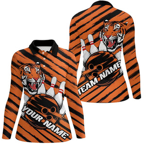 Custom Tiger Bowling Shirts For Women, Tiger Bowling Team Shirt Bowler Uniform Outfits IPHW7981