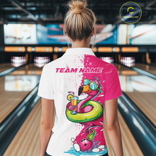 Load image into Gallery viewer, Custom Funny Flamingo Bowling Women Polo Shirt, Flamingo Bowling Tourmanent Shirt IPHW10266