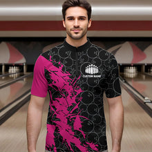 Load image into Gallery viewer, Black And Pink Custom Bowling Tournament Quarter-Zip Shirts For Men, Bowling Pattern Team Jerseys IPHW8422