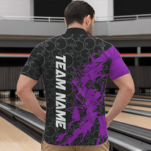 Load image into Gallery viewer, Black And Purple Custom Bowling Tournament Quarter-Zip Shirts For Men, Bowling Pattern Team Jerseys IPHW8423