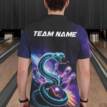 Load image into Gallery viewer, Custom Blue And Purple Galaxy Snake Bowling Polo Shirts For Men, Bowling League Team Uniform IPHW8646