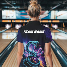 Load image into Gallery viewer, Custom Blue And Purple Galaxy Snake Bowling Polo Shirts For Women, League Team Uniform IPHW8646