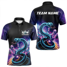Load image into Gallery viewer, Custom Blue And Purple Galaxy Snake Bowling Polo Shirts For Men, Bowling League Team Uniform IPHW8646