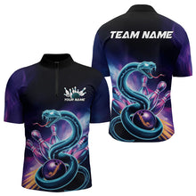 Load image into Gallery viewer, Custom Blue And Purple Galaxy Snake Bowling Quarter-Zip Shirts For Men, Bowling League Team Uniform IPHW8646